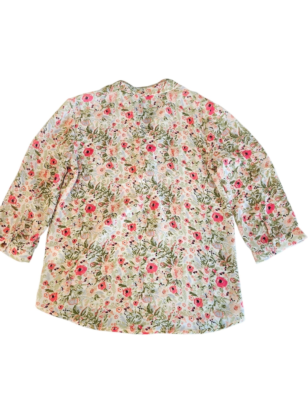 Women's Floral Cottagecore Romantic Coastal Boho Button-Front Blouse - M - Picture 6 of 11